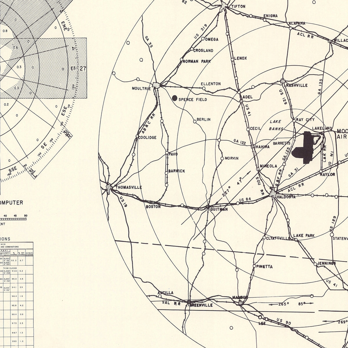 Restored historic details from the 1951 airfield map of Valdosta, Georgia