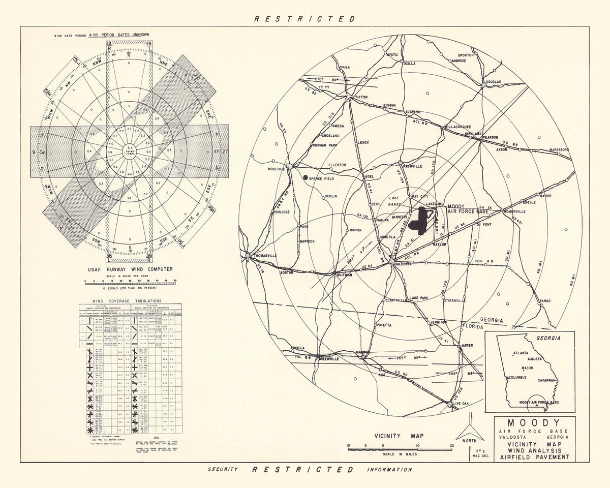 Preview of Vintage Map of the Moody Air Force Base Vicinity, 1951