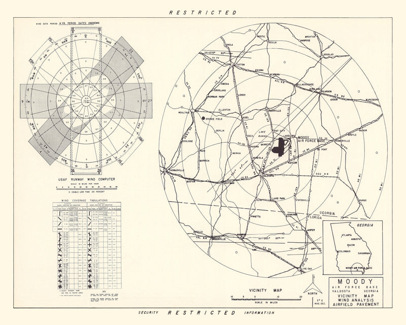 Size comparison using Vintage Map of the Moody Air Force Base Vicinity, 1951