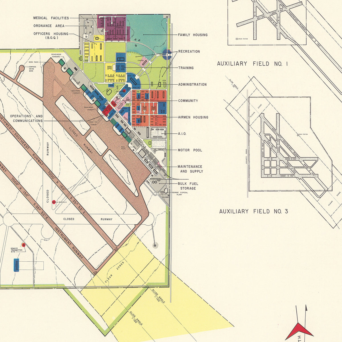 Restored historic details from the 1952 airfield map of Mission, Texas