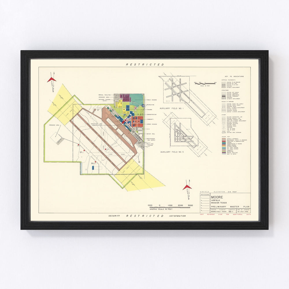 Moore Air Field Vintage Map 1952