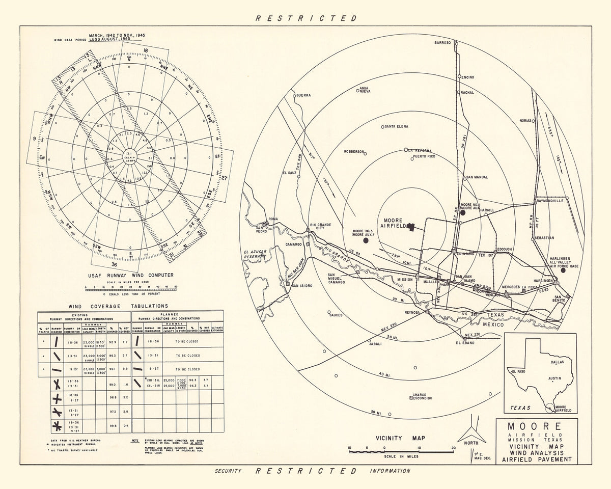 Preview of Vintage Map of the Moore Air Field Vicinity, 1952
