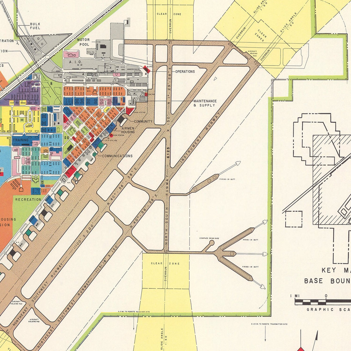 Restored historic details from the 1951 airfield map of Las Vegas, Nevada