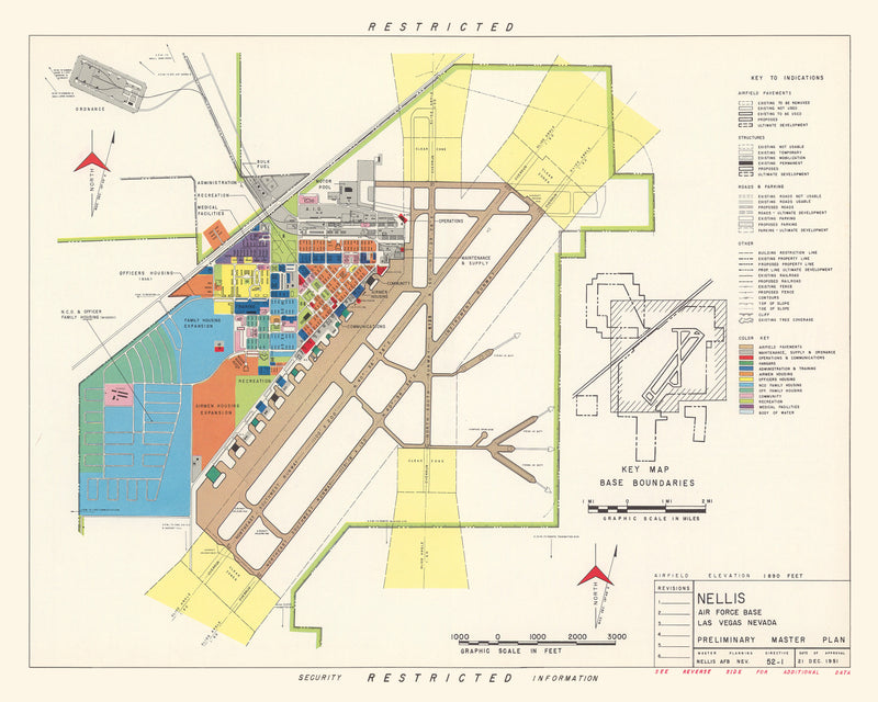 Size comparison using Vintage Map of Nellis Air Force Base, 1951
