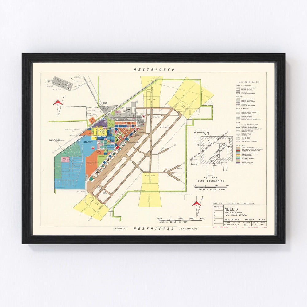 Nellis Air Force Base Vintage Map 1951