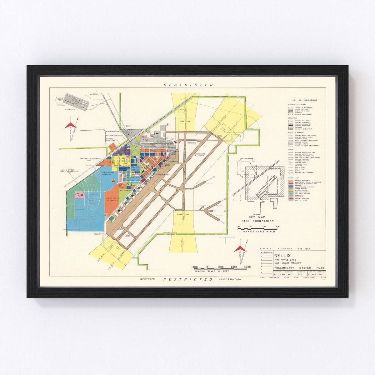 Nellis Air Force Base Vintage Map 1951