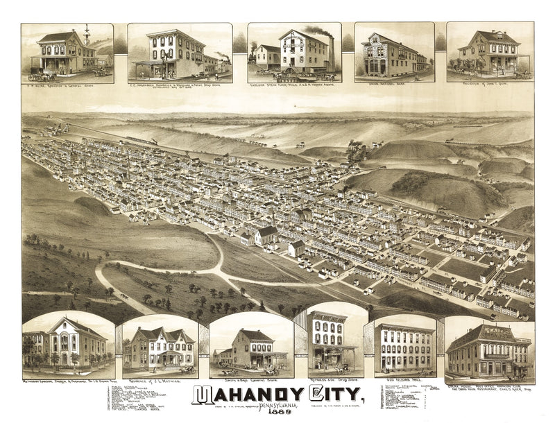 Size comparison using Vintage Map of Mahanoy City, Pennsylvania 1889