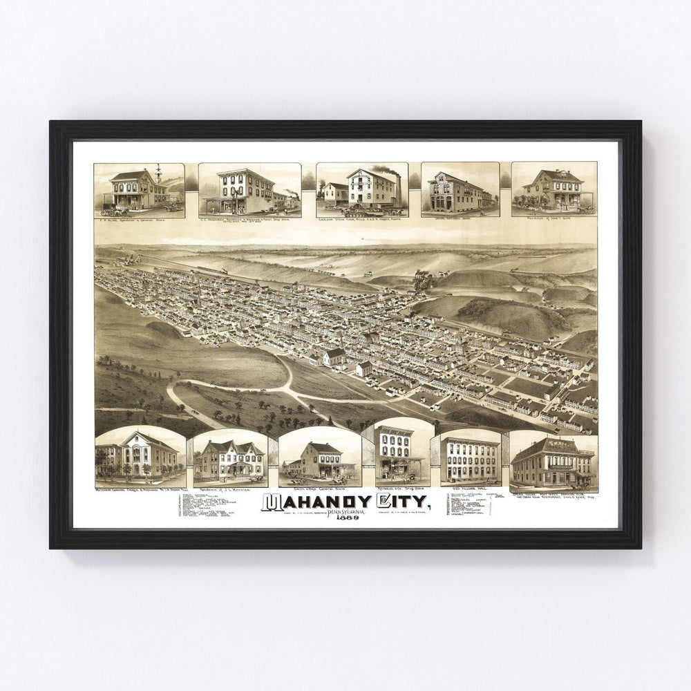 Mahanoy City Vintage Map 1889