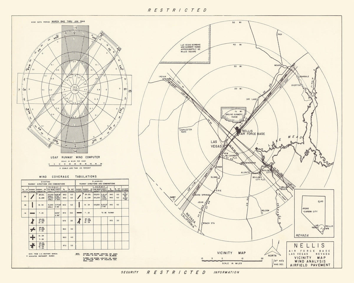 Preview of Vintage Map of the Nellis Air Force Base Vicinity, 1951