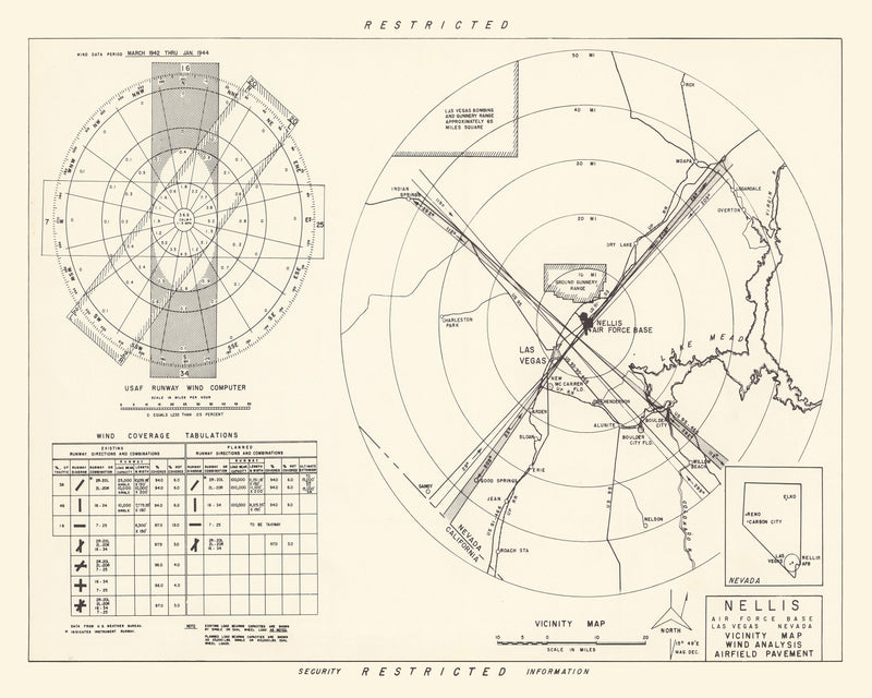 Size comparison using Vintage Map of the Nellis Air Force Base Vicinity, 1951