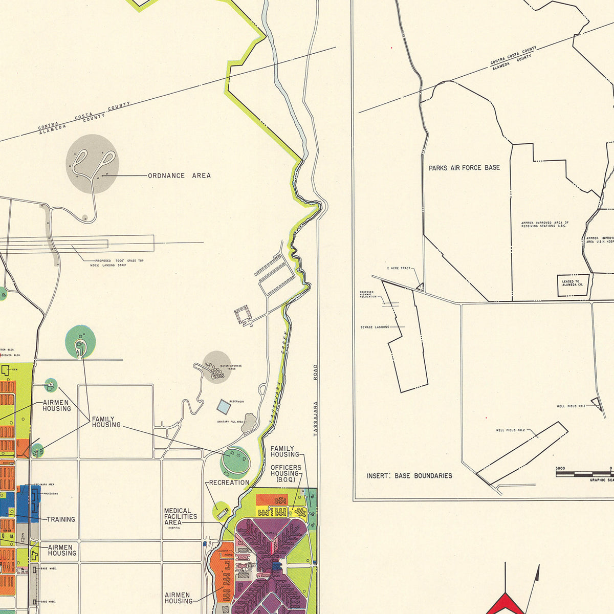 Restored historic details from the 1951 airfield map of Pleasanton, California