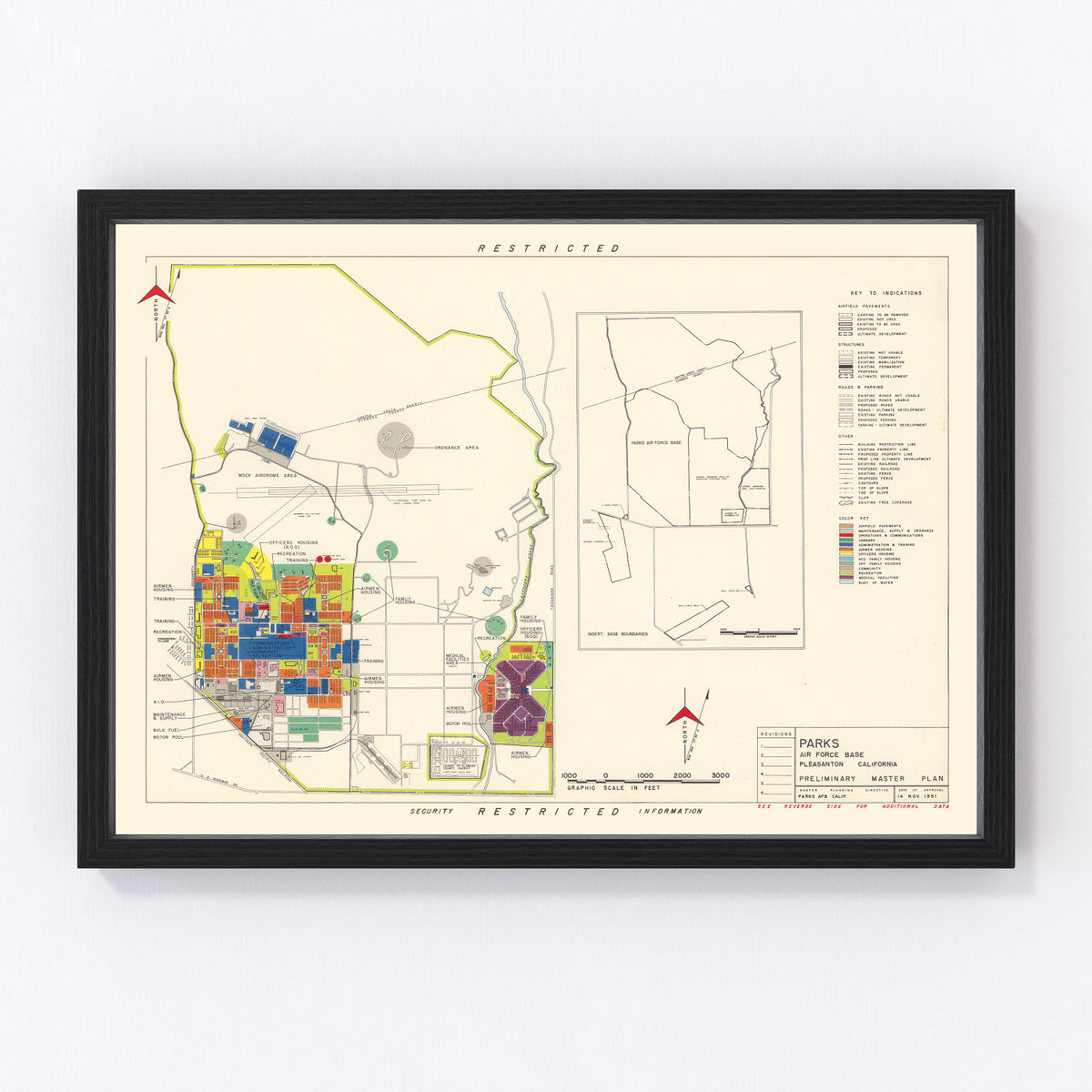 Parks Air Force Base Vintage Map 1951