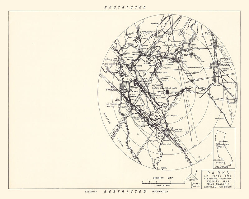 Size comparison using Vintage Map of the Parks Air Force Base Vicinity, 1951