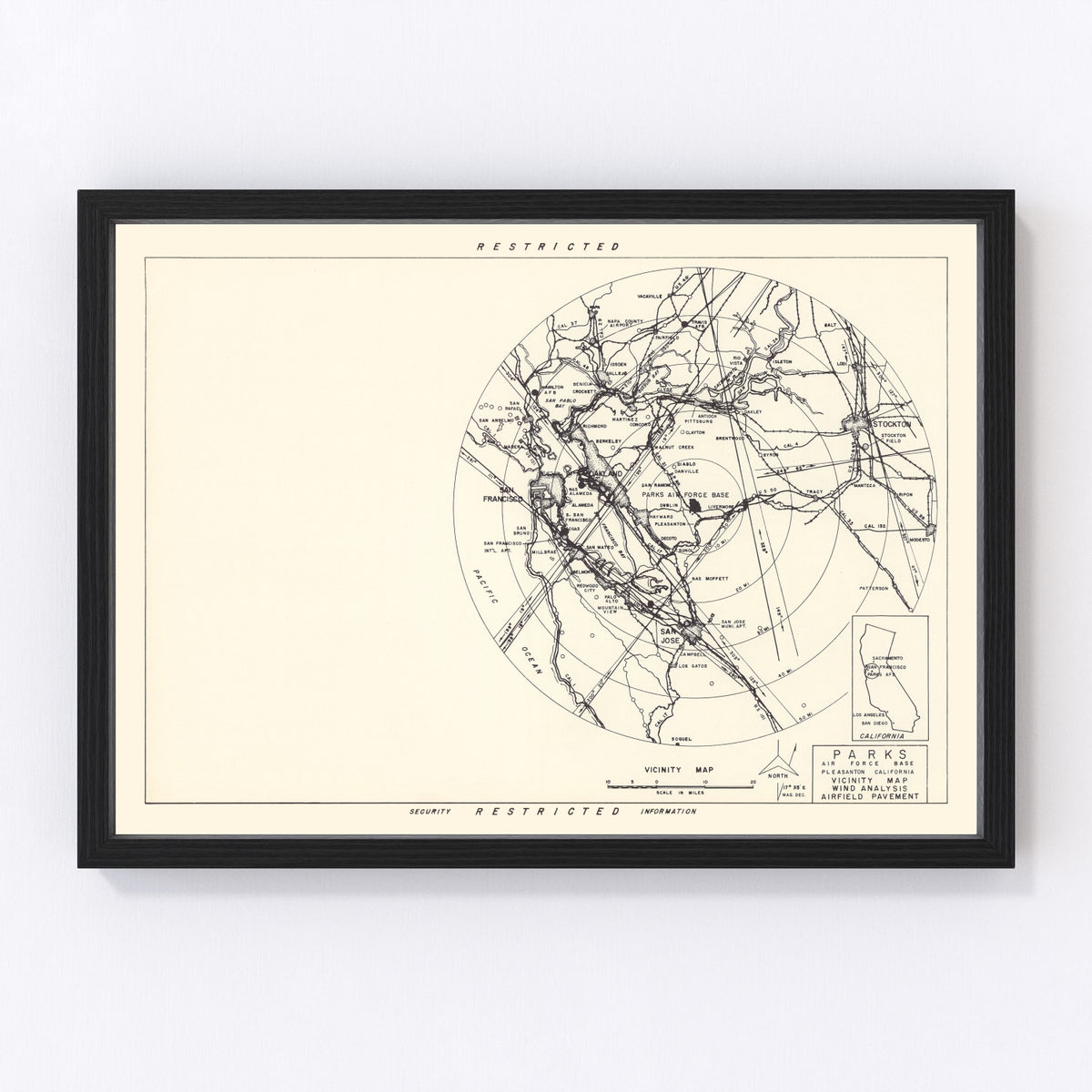Parks Air Force Base Vicinity Vintage Map 1951