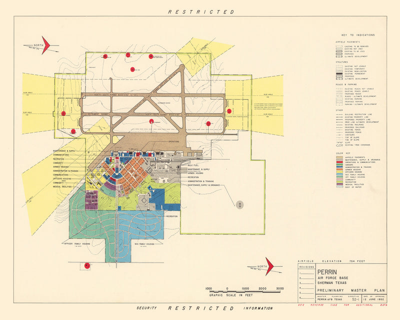 Size comparison using Vintage Map of Perrin Air Force Base, 1952