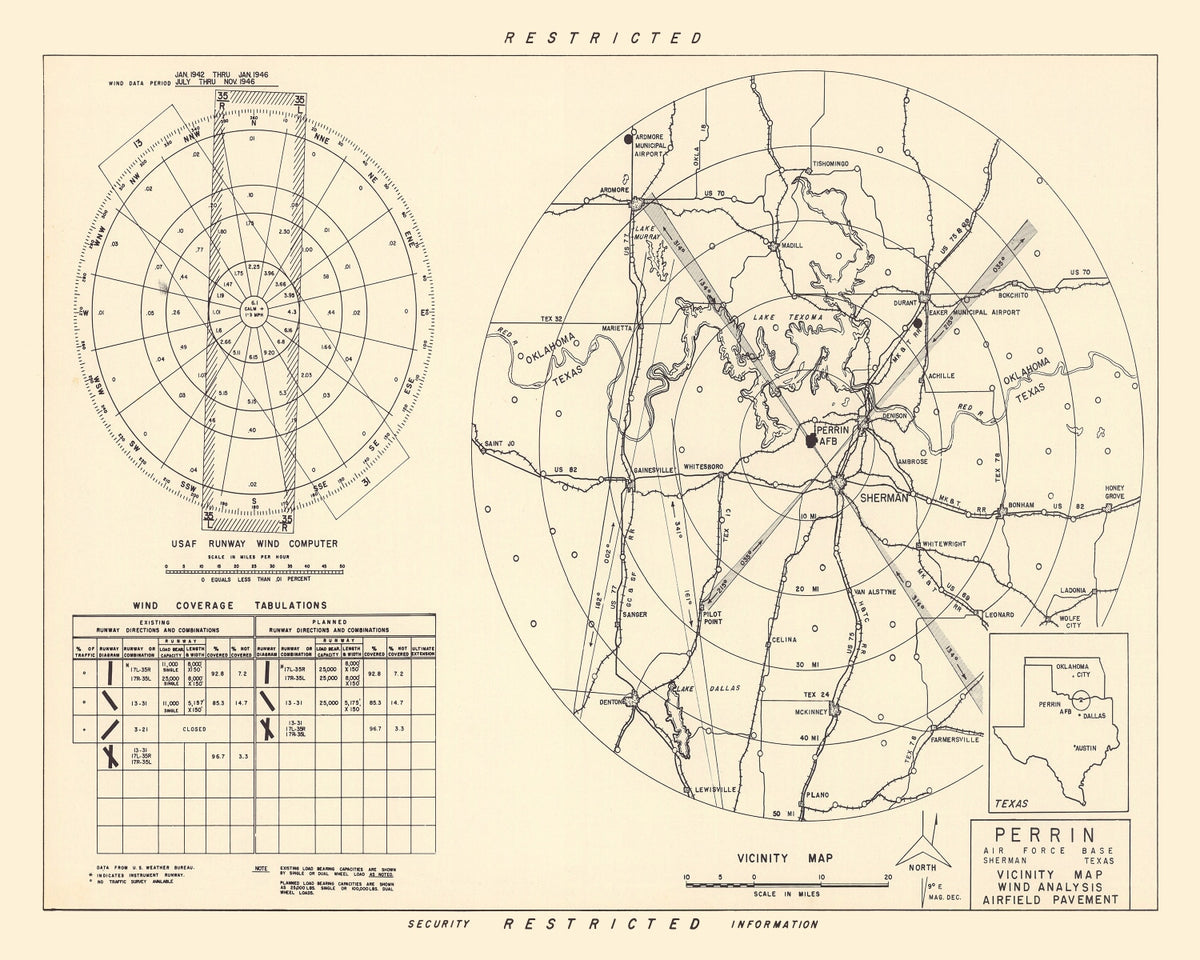 Preview of Vintage Map of the Perrin Air Force Base Vicinity, 1952