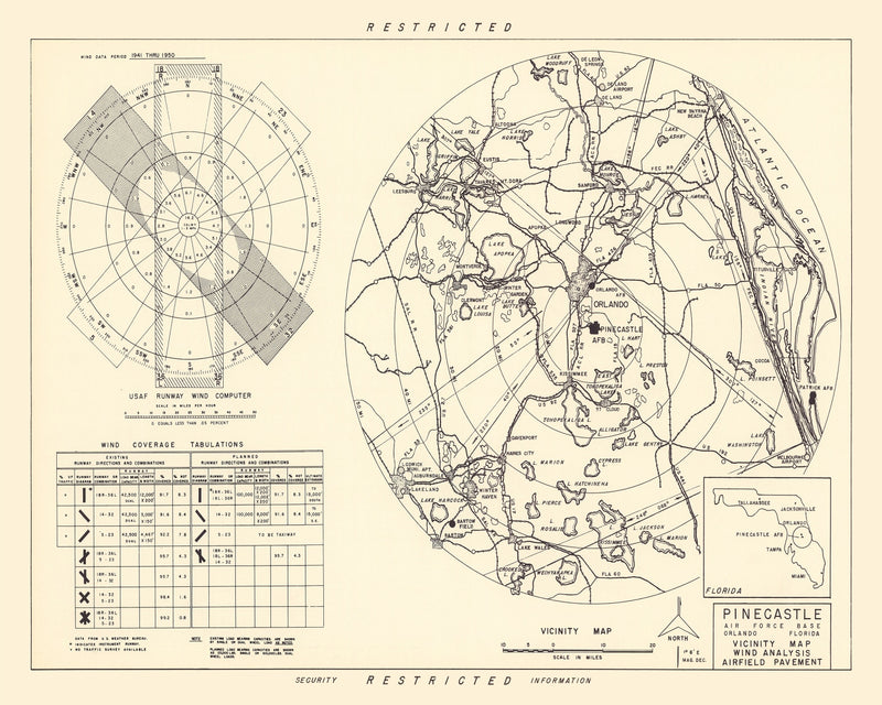 Size comparison using Vintage Map of the Pinecastle Air Force Base Vicinity, 1952