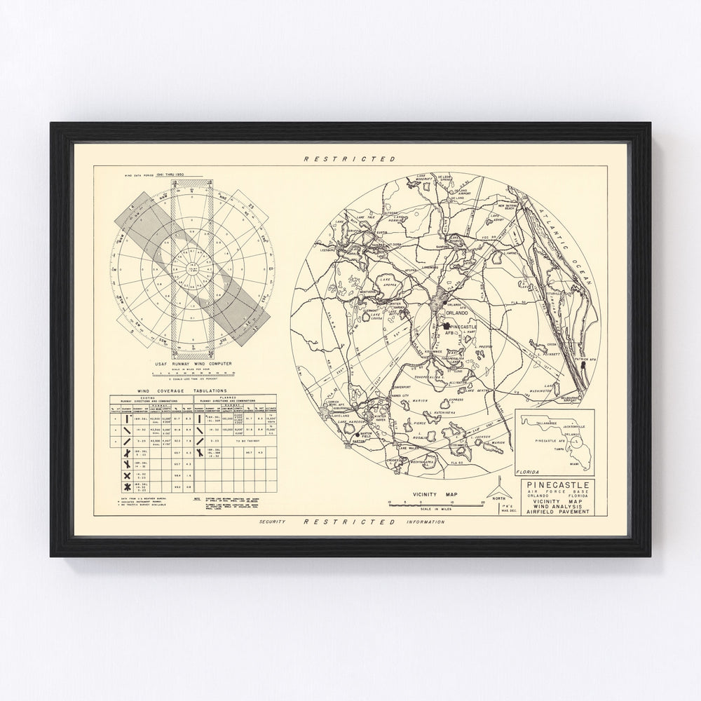Pinecastle Air Force Base Vicinity Vintage Map 1952