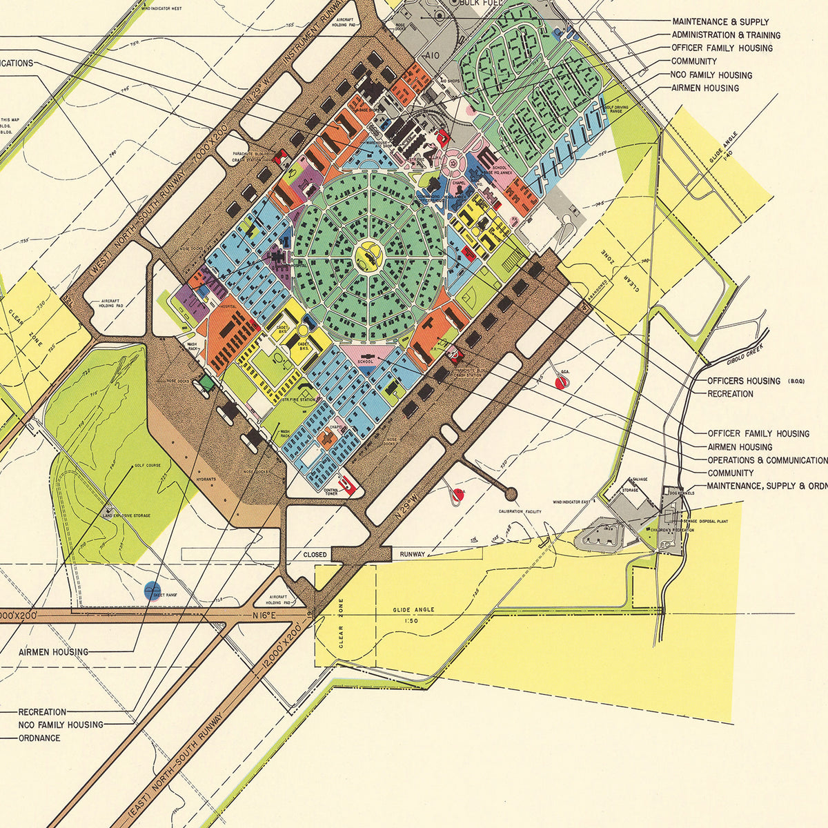 Restored historic details from the 1950 airfield map of San Antonio, Texas