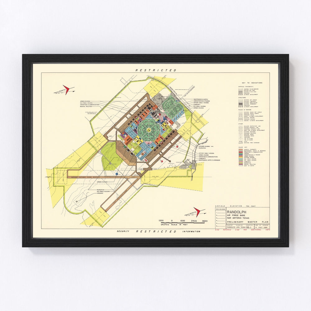 Randolph Air Force Base Vintage Map 1950