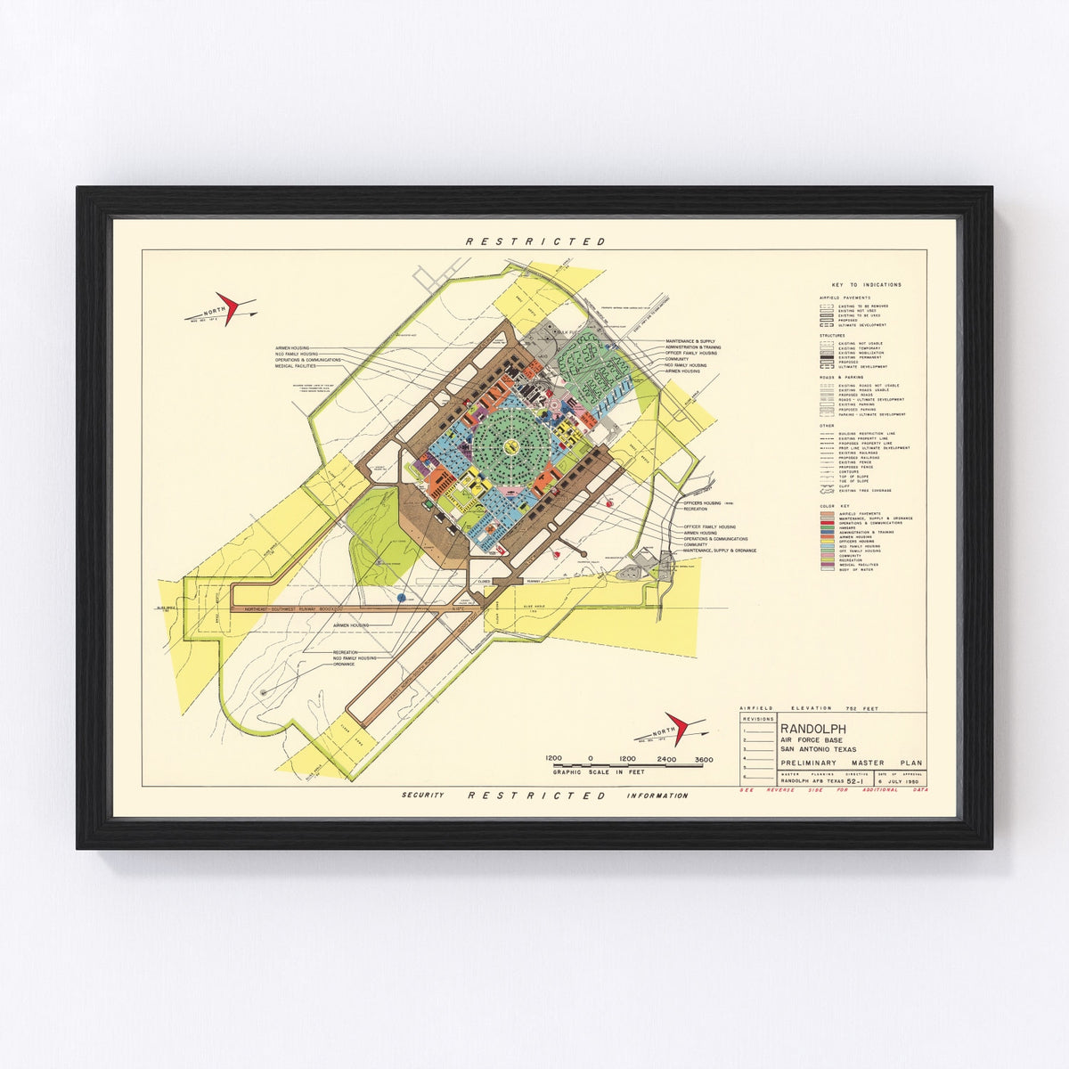 Randolph Air Force Base Vintage Map 1950