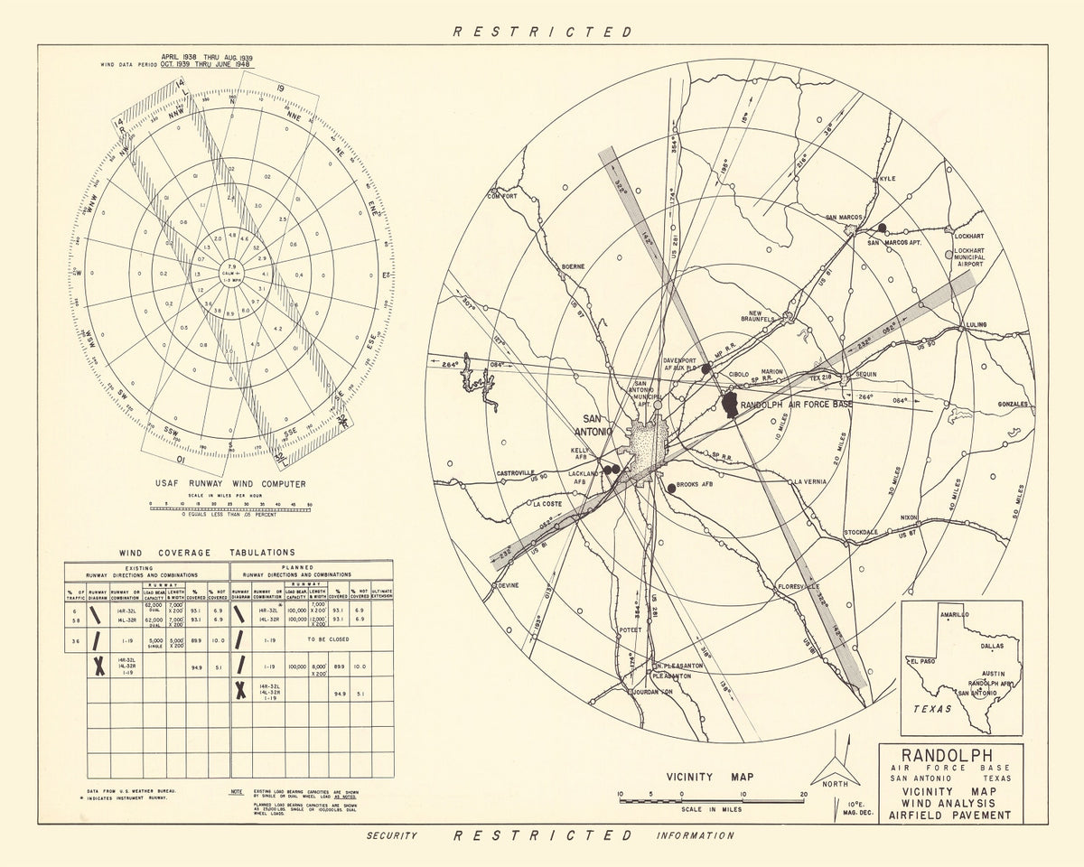 Preview of Vintage Map of the Randolph Air Force Base Vicinity, 1950