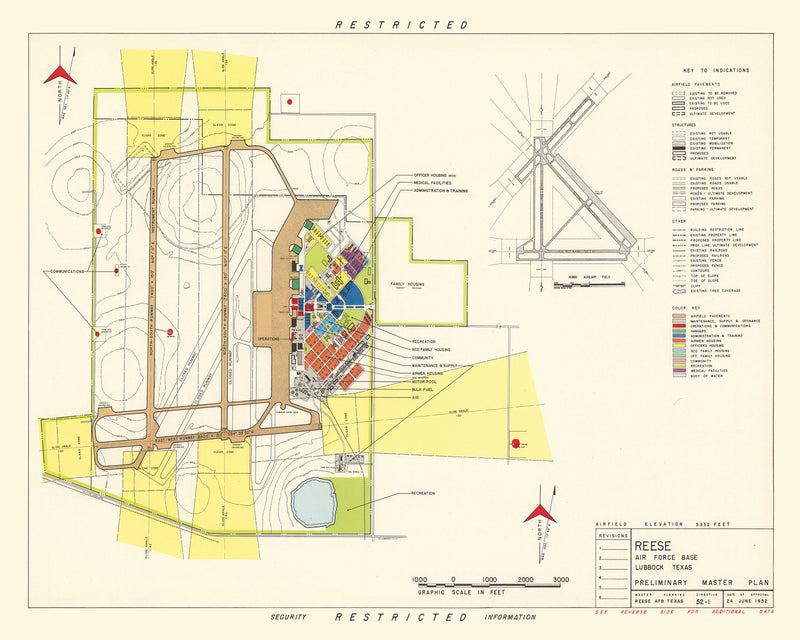 Size comparison using Vintage Map of Reese Air Force Base, 1952