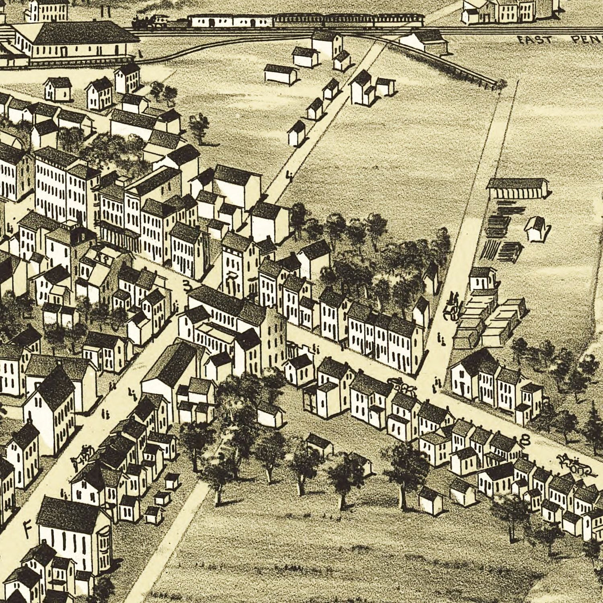 Restored historic details from the 1893 city map of Macungie, Pennsylvania