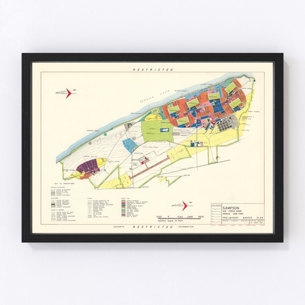 Sampson Air Force Base Vintage Map 1951