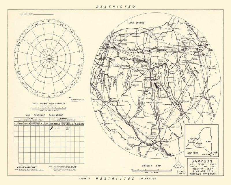 Size comparison using Vintage Map of the Sampson Air Force Base Vicinity, 1951