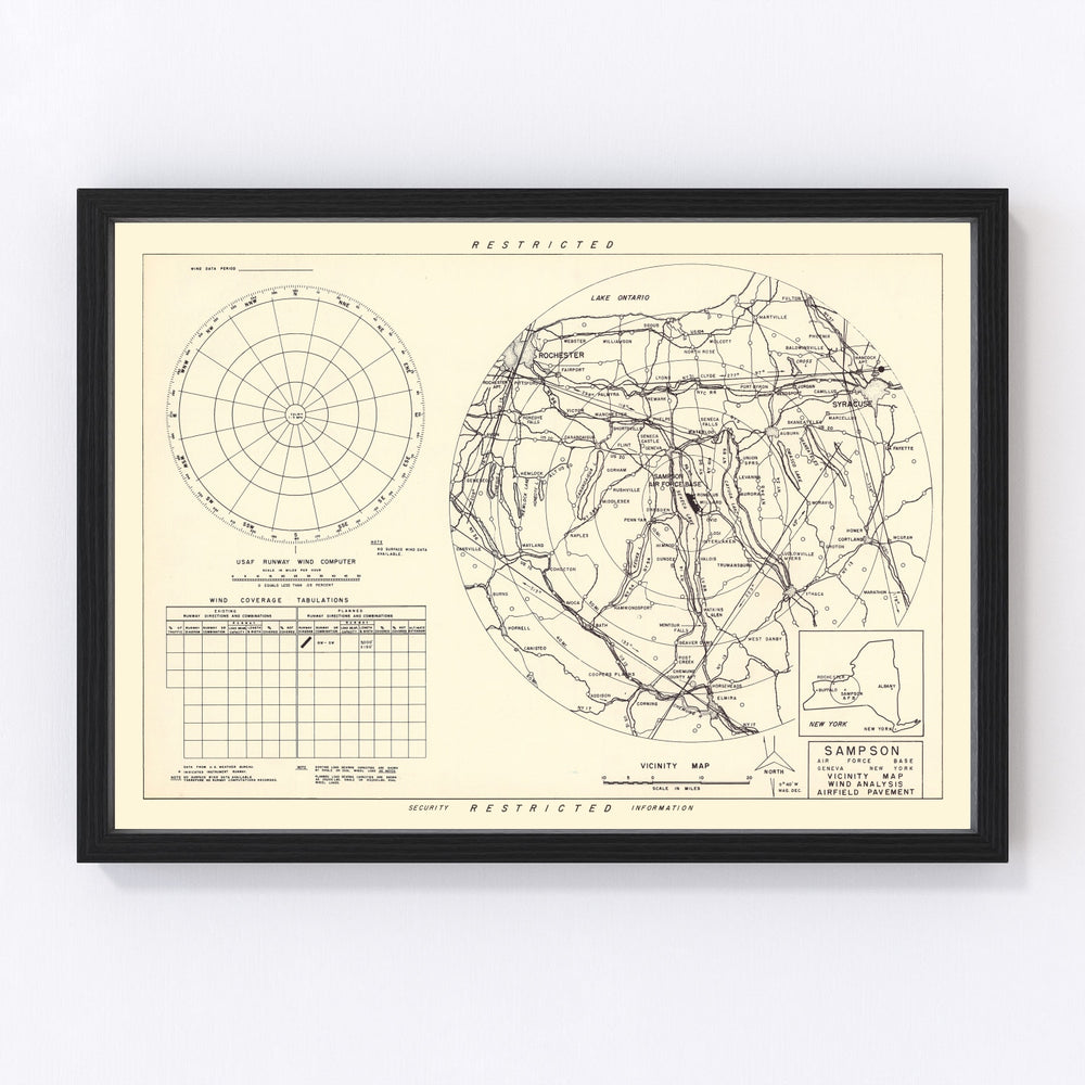 Sampson Air Force Base Vicinity Vintage Map 1951