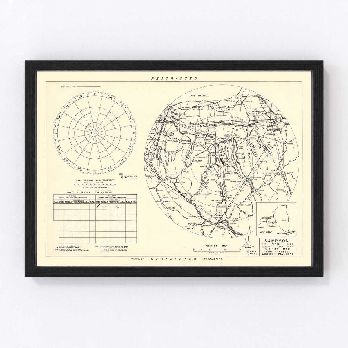 Sampson Air Force Base Vicinity Vintage Map 1951