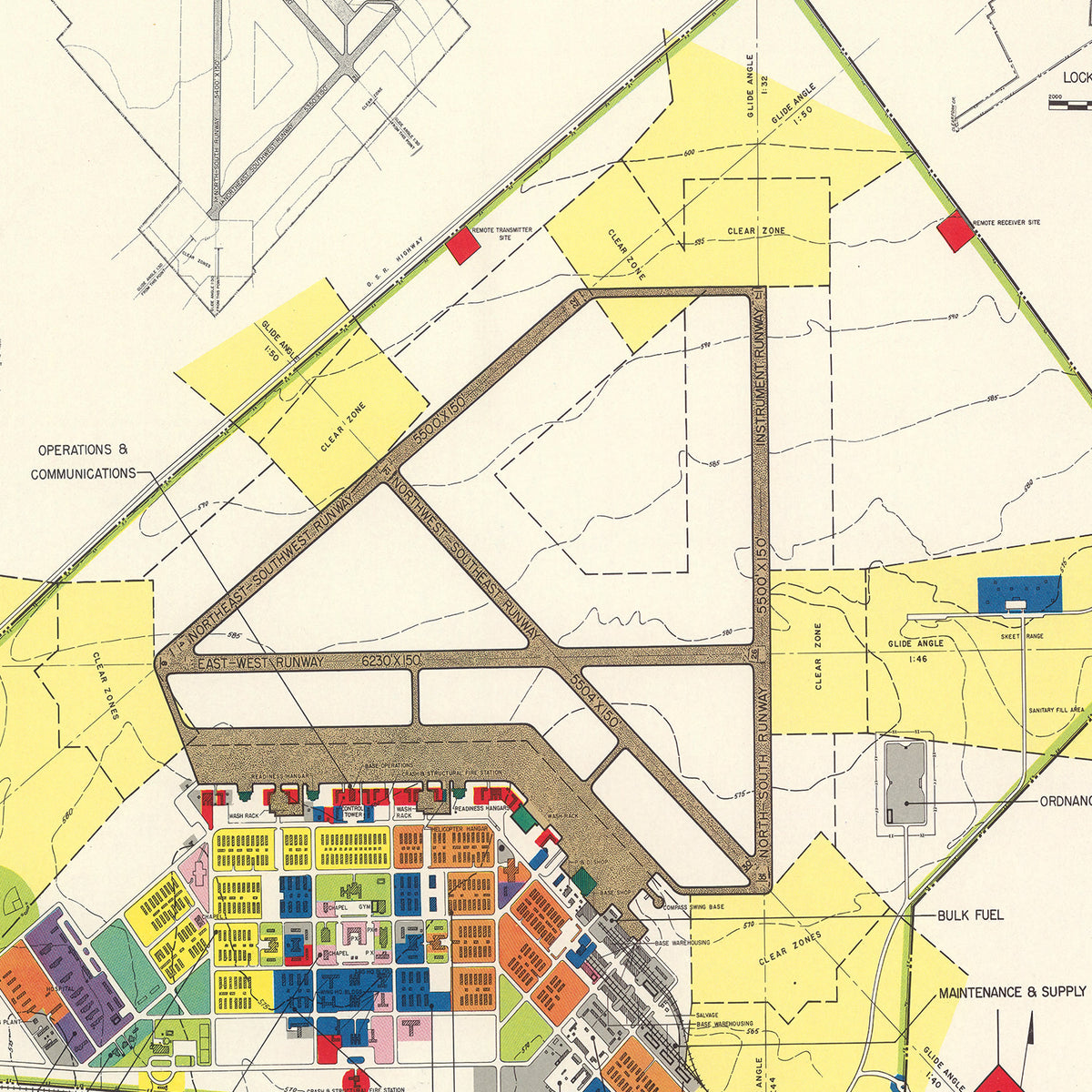 Restored historic details from the 1951 airfield map of San Marcos, Texas