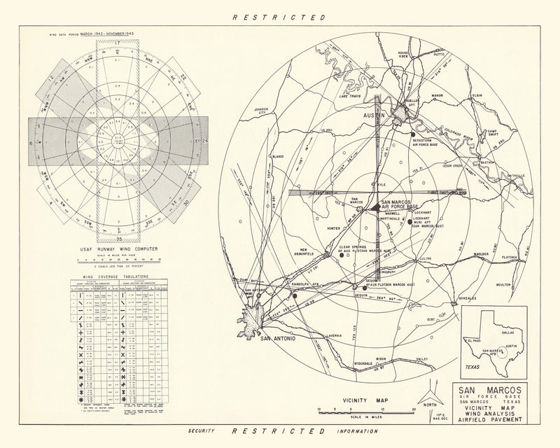 Size comparison using Vintage Map of the San Marcos Air Force Base Vicinity, 1951