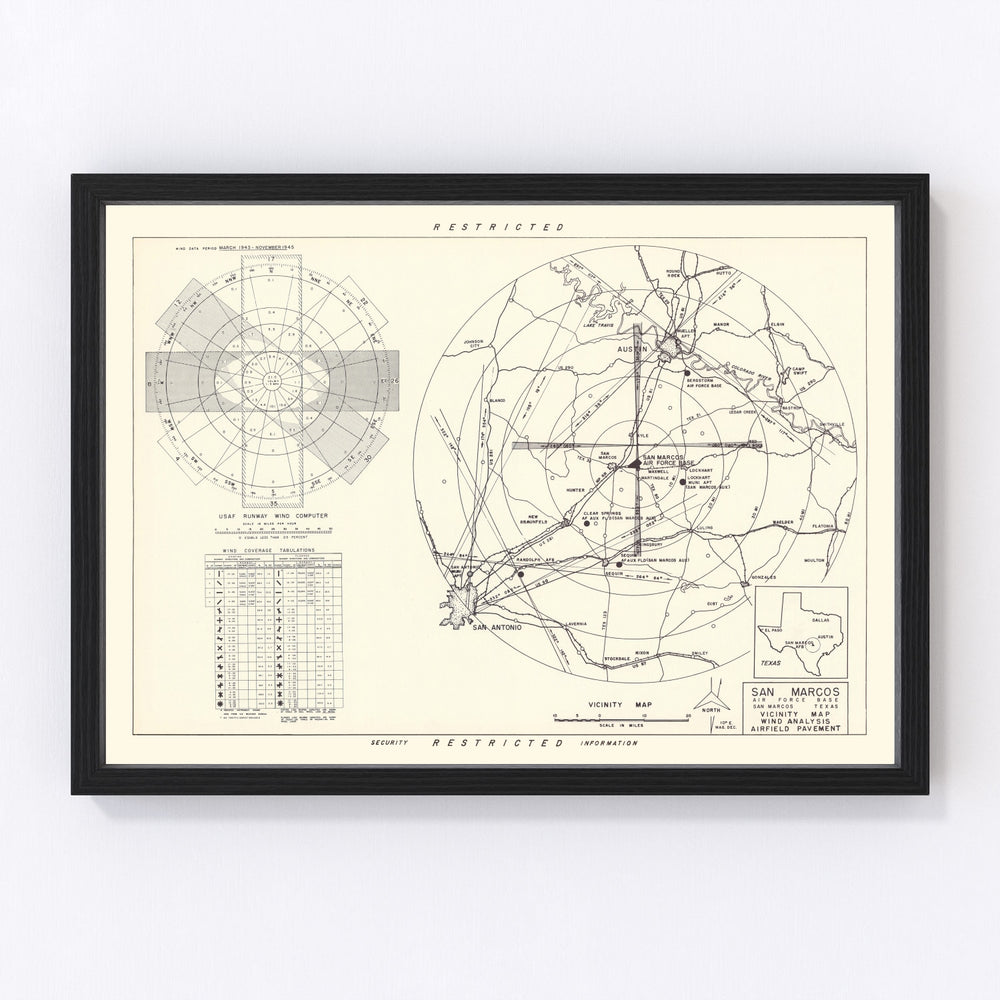 San Marcos Air Force Base Vicinity Vintage Map 1951