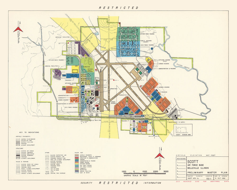 Vintage Map of Scott Air Force Base, 1952 print style example
