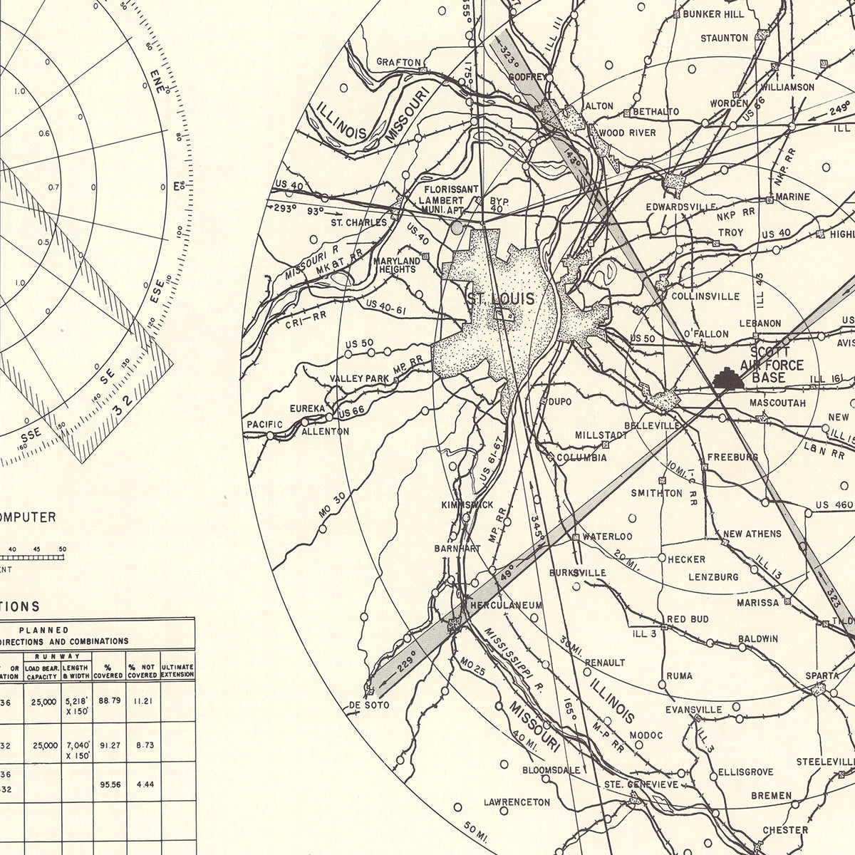 Restored historic details from the 1952 airfield map of Belleville, Illinois