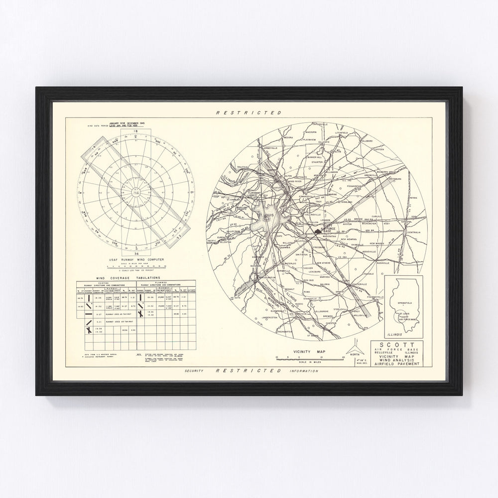 Scott Air Force Base Vicinity Vintage Map 1952