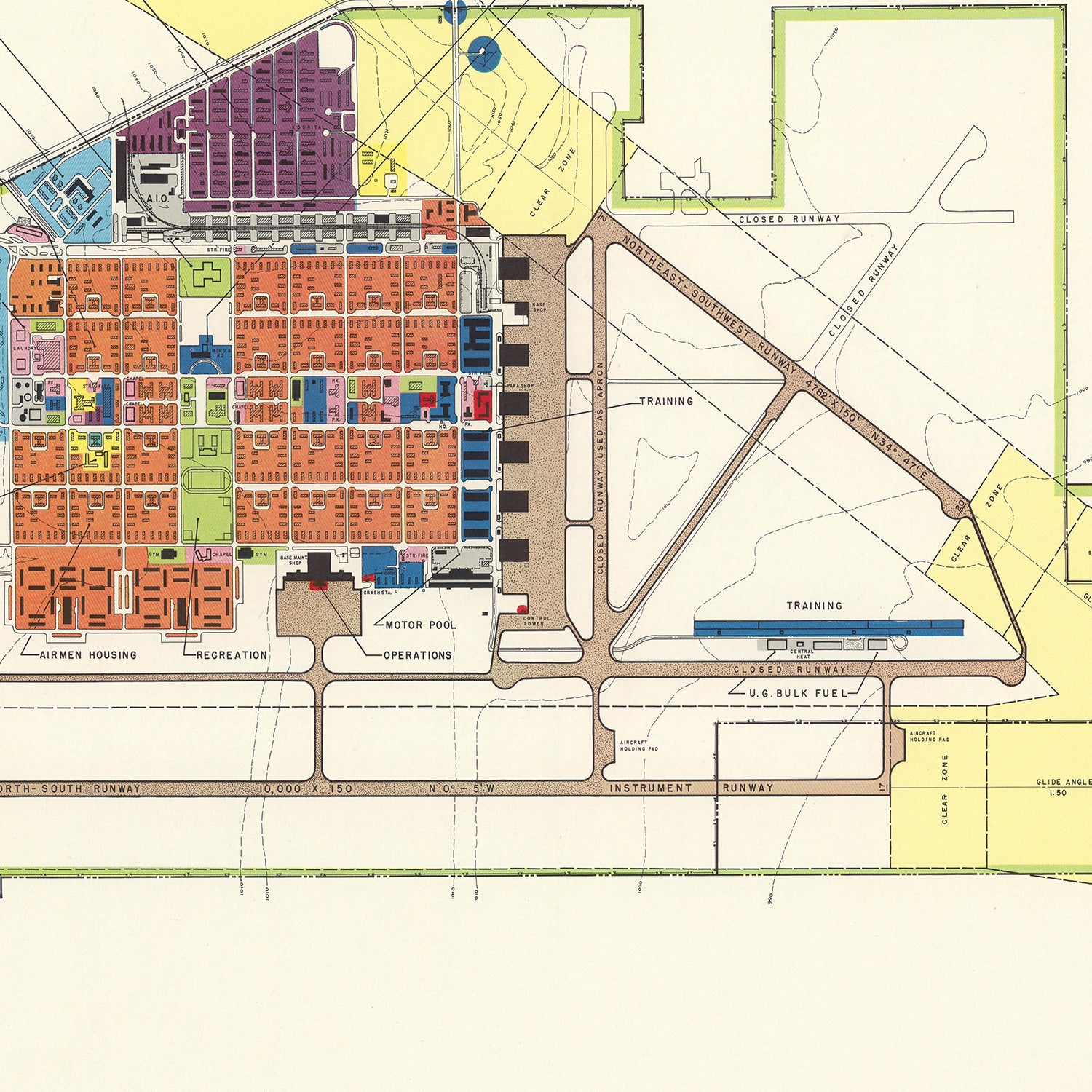 Restored historic details from the 1952 airfield map of Wichita Falls, Texas
