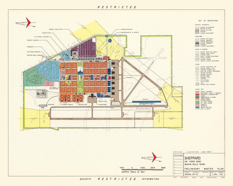 Size comparison using Vintage Map of Sheppard Air Force Base, 1952