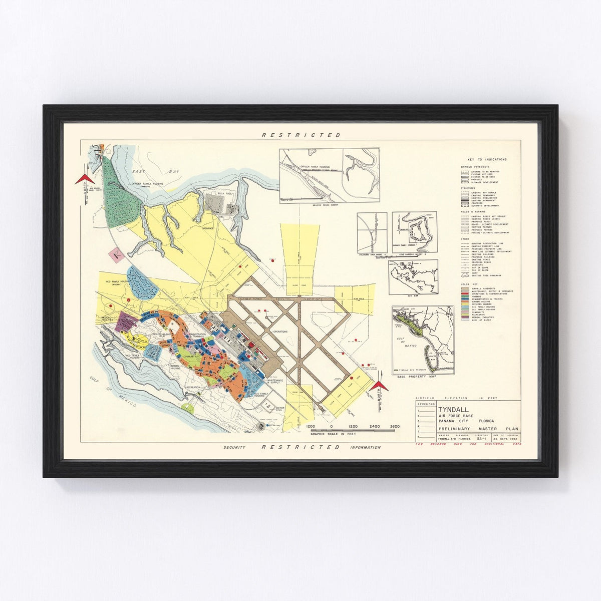 Tyndall Air Force Base Vintage Map 1952