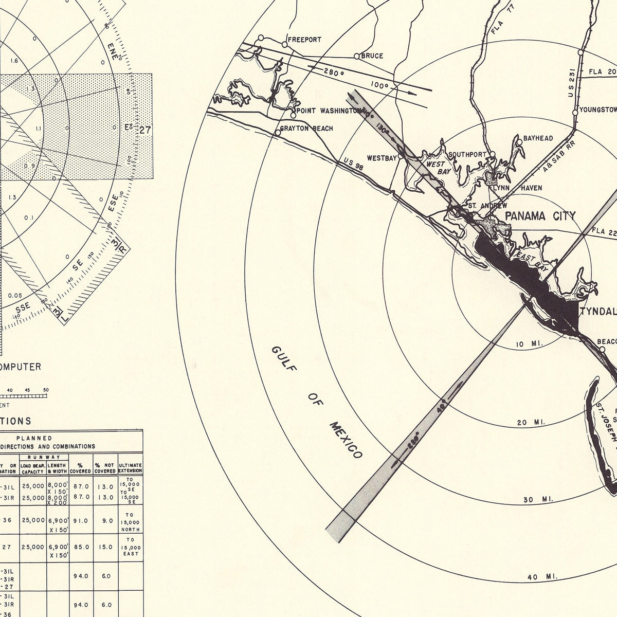 Restored historic details from the 1952 airfield map of Panama City, Florida