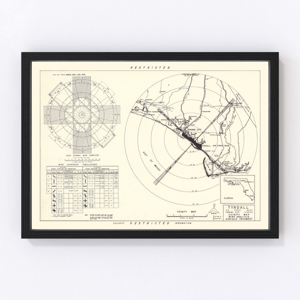 Tyndall Air Force Base Vicinity Vintage Map 1952