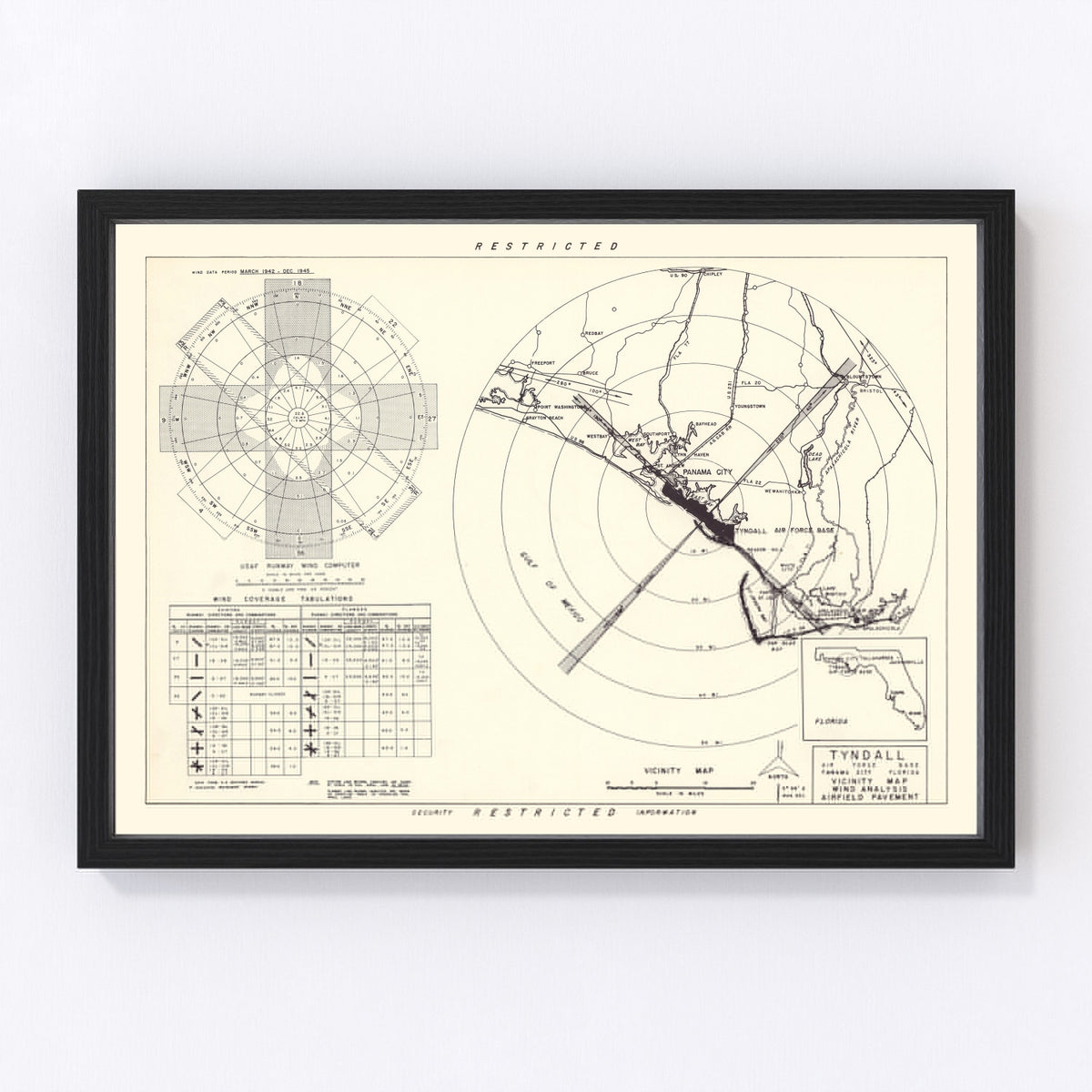 Tyndall Air Force Base Vicinity Vintage Map 1952