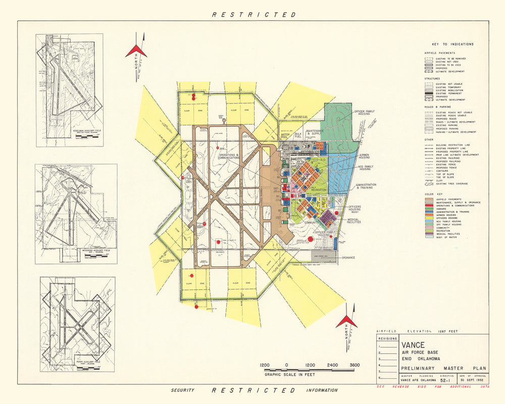 Vintage Map of Vance Air Force Base, 1952 print style example