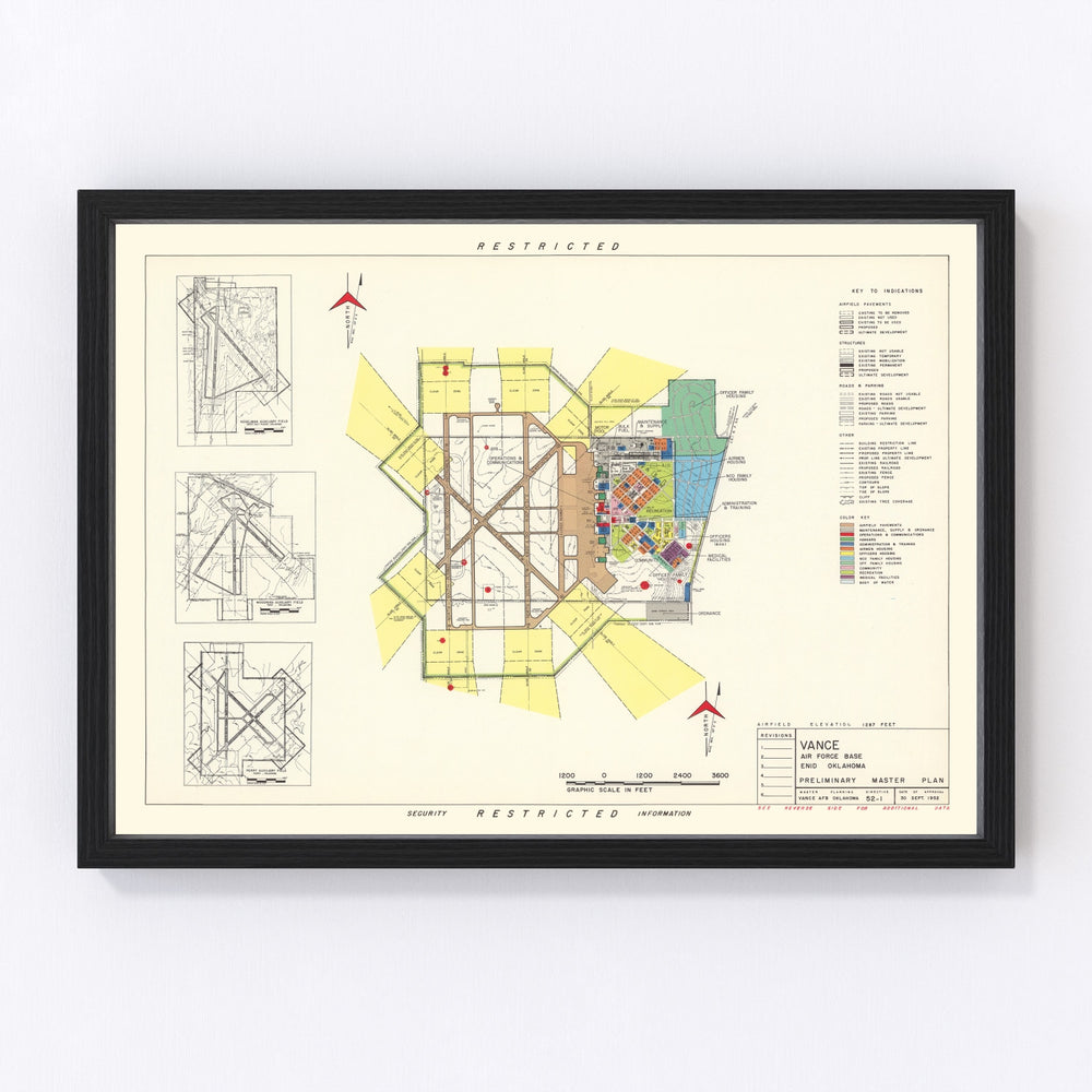 Vance Air Force Base Vintage Map 1952