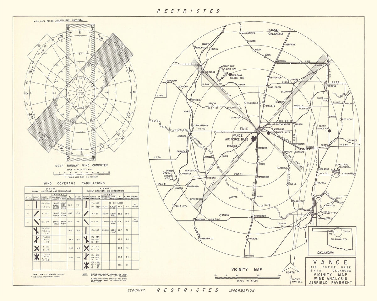 Preview of Vintage Map of the Vance Air Force Base Vicinity, 1952
