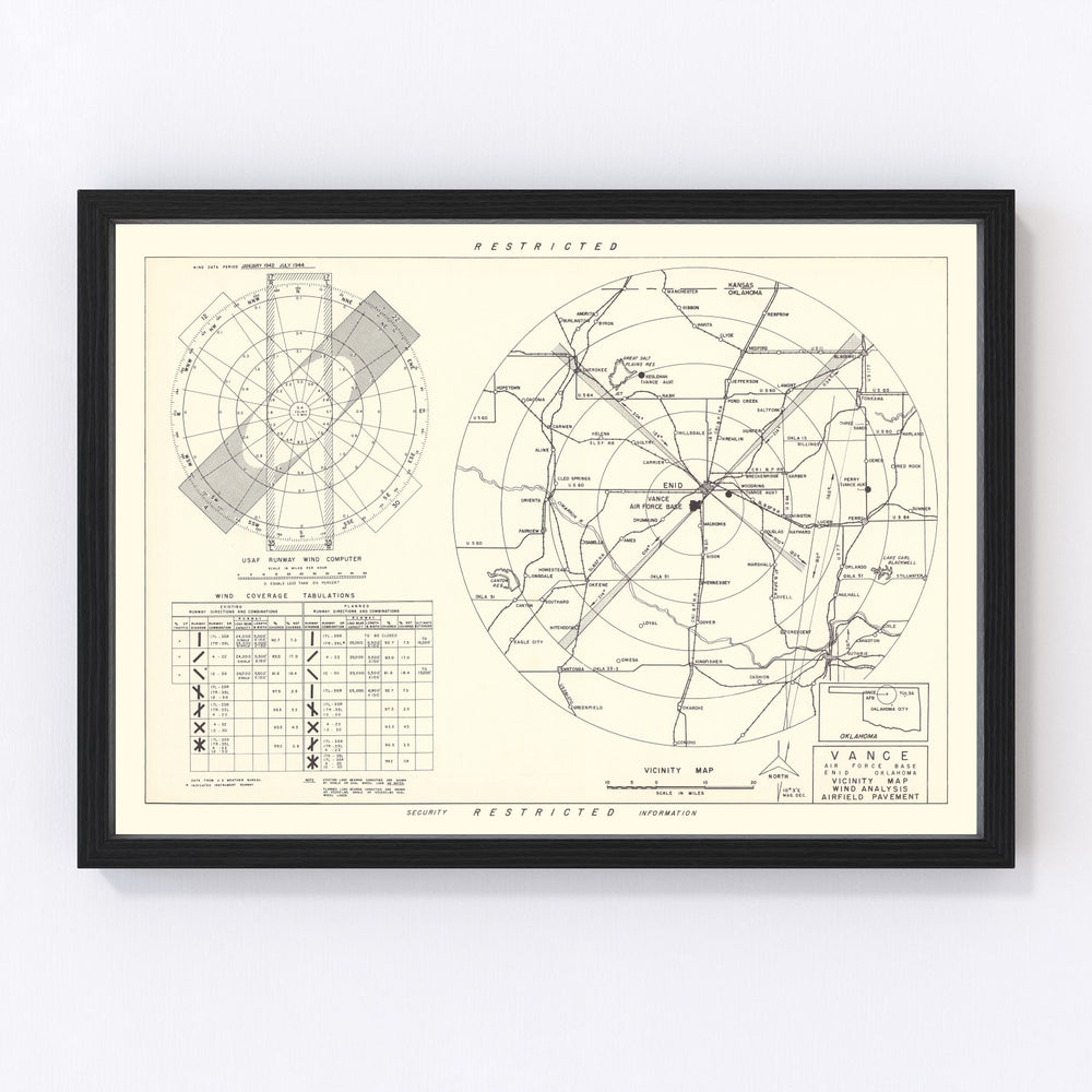 Vance Air Force Base Vicinity Vintage Map 1952