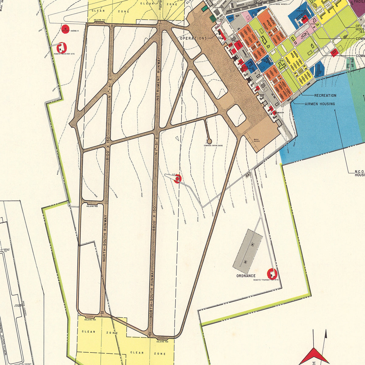 Restored historic details from the 1951 airfield map of Big Spring, Texas