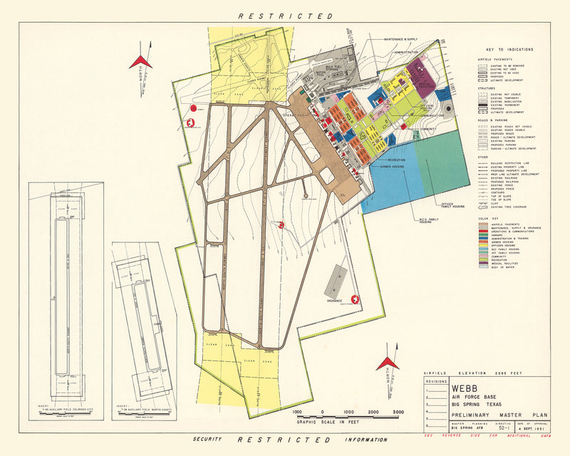 Size comparison using Vintage Map of Webb Air Force Base, 1951
